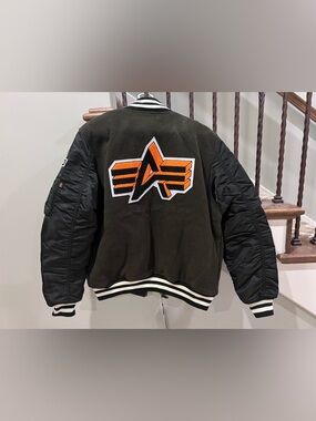 Alpha Industries Wool MA-1 Varsity Bomber Green Jacket Men’s Large